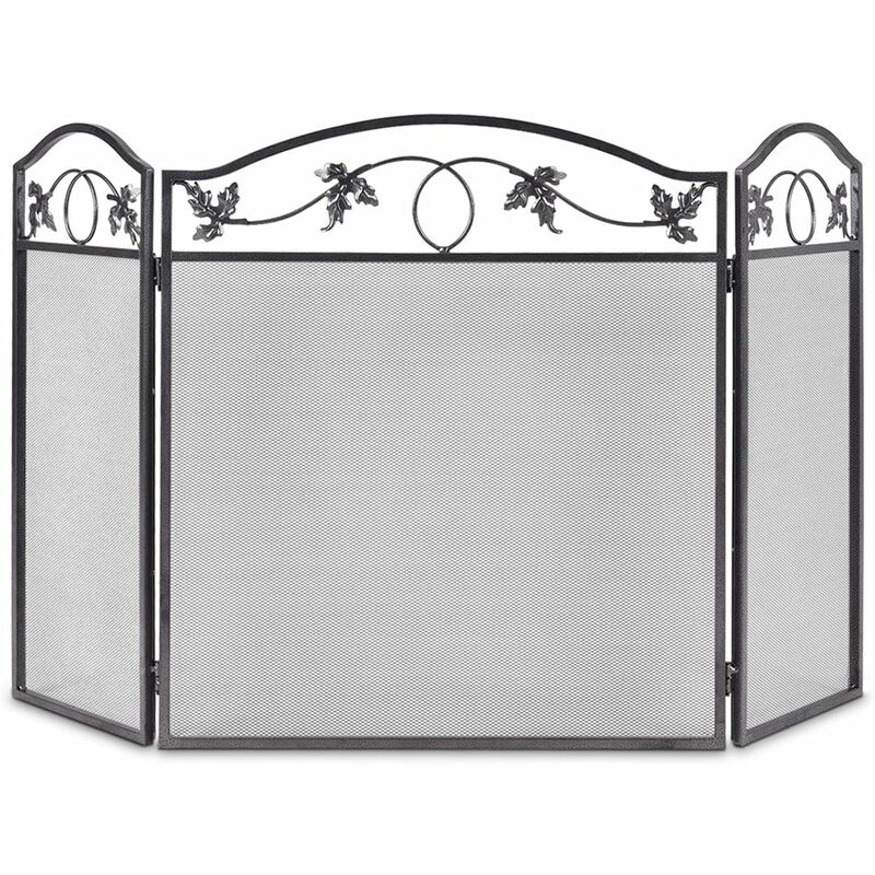 Pare-Feu en Cadre Métallique, Ecran de Cheminée Pliable à 3 Panneaux, Clôture de Cheminée en Maille pour Bébé, Grille de Protection pour l'Intérieur