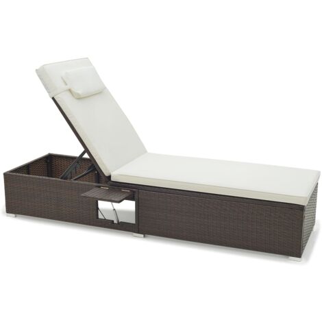 COSTWAY Patio Chaise Lounge Outdoor PE Rattan Lounge Chair-White
