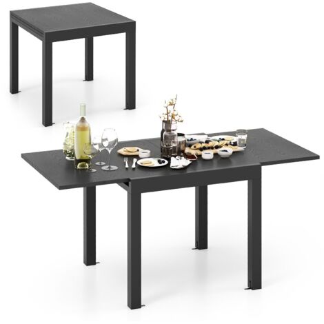 COSTWAY Patio Expandable Dining Table 80-160CM Adjustable Dining Table 4-6Person Grey