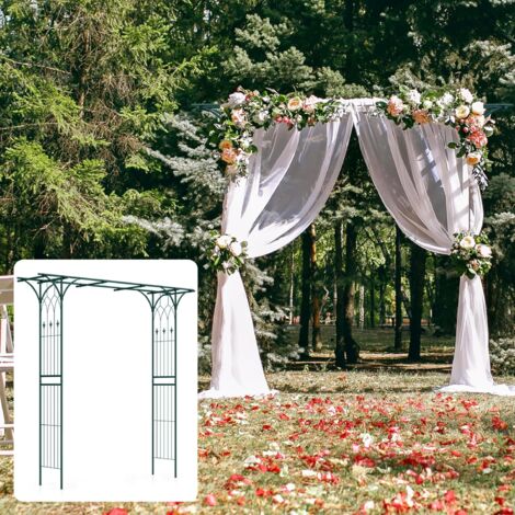 COSTWAY Pérgola Metálica de Jardín, Arco de Rosas Trepadoras, Arco de Metal para Plantas Trepadoras, Enrejado de Arco de Alta Resistencia para Exteriores, 205 x 52 x 205 cm (Verde)