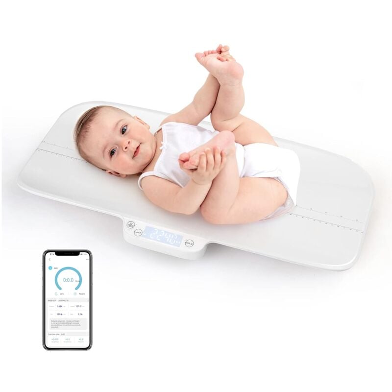 Pèse-bébé Numérique avec Contrôle Intelligent Charge 30 kg, Balance Précise à 2 g avec Fonction de Maintien et Tare Échelle 60 cm 4 Unités, pour