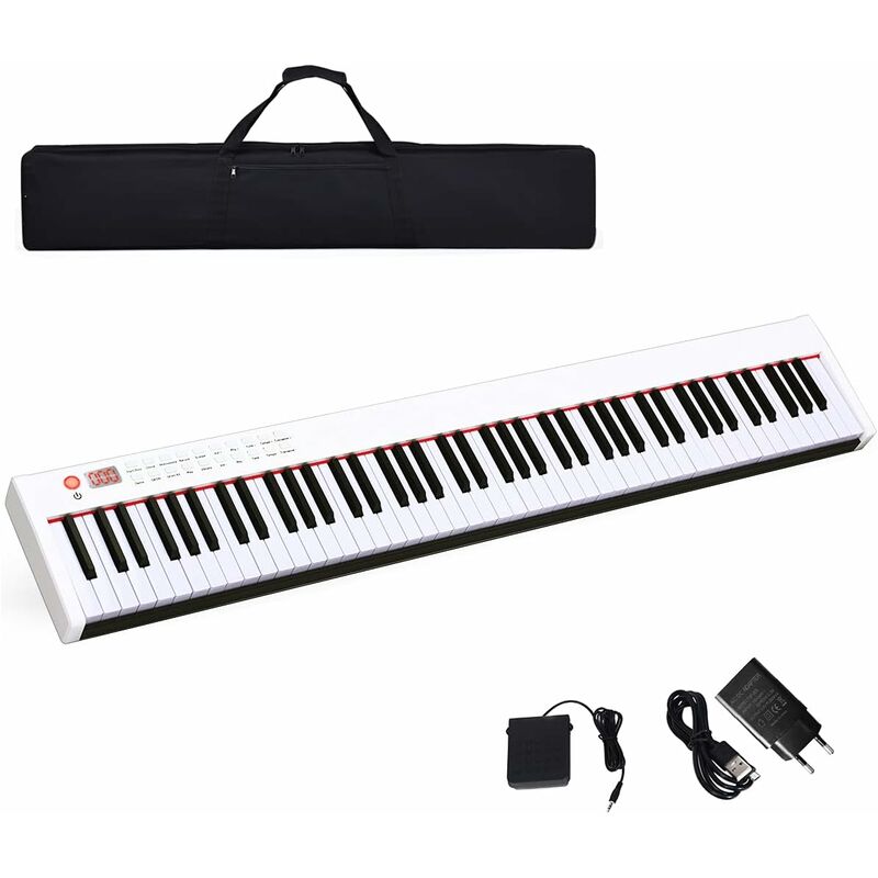 

Piano Digital 88 Teclas Teclado Electrónico Portátil con Teclas Pesadas, Función Bluetooth, MIDI, Altavoces, Sordina, etc. - Costway