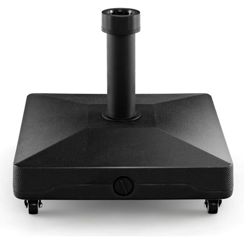 Pied de Parasol Carré, Base de Lestage en hdpe avec 4 Roues Universelles Verrouillables, Support de Parasol Robuste, Charge 16 kg d'eau ou 24,5 kg de