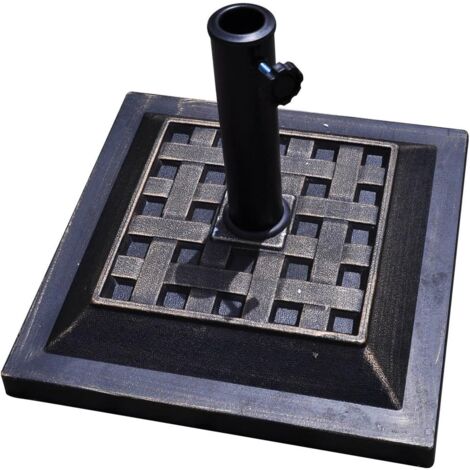 COSTWAY Pied de parasol en Résine avec Motif Exquis, Base de Parasol pour Mât de Parapluie φ38mm ou φ48mm, Convient pour Balcon, Jardin, Plage, Bronze (Φ440xH330mm)