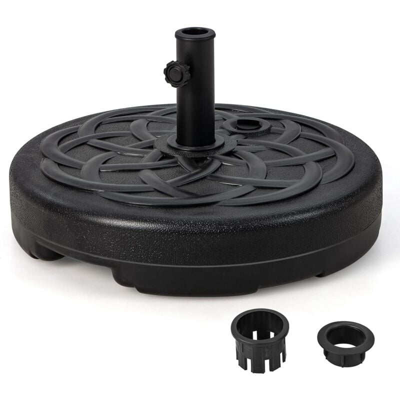Pied de Parasol Lourd pour Parasol φ38/48 mm, Socle Parasol Extérieur en hdpe Rempli de 39Kg Sable/ 23L Eau, pour Terrasse, Piscine, Patio, Jardin,