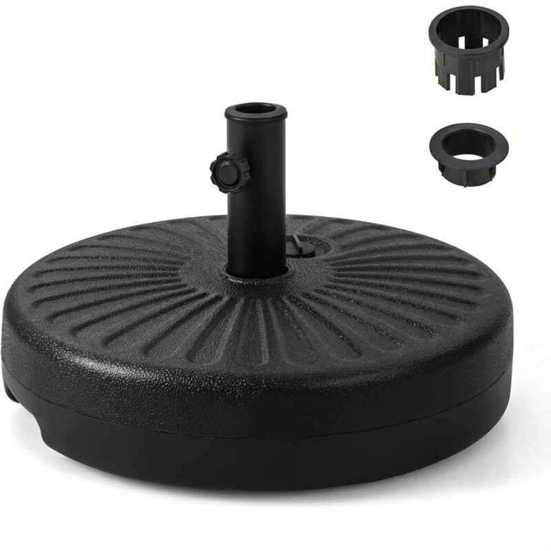 Pied de Parasol Lourd pour Parasolφ38/48 mm, Socle Parasol Extérieur en hdpe Rempli de 28Kg Sable/18L Eau, pour Terrasse Piscine Patio Jardin
