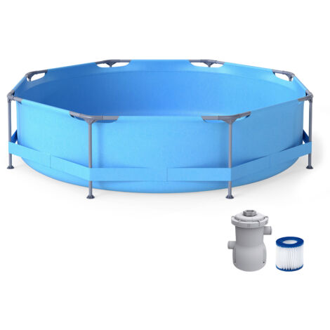 Costway – Piscine hors-sol ronde 3,6 m x 76 cm – Cadre métallique résistant à la rouille – Pompe filtrante incluse – Capacité 6125 L pour 3-4 adultes