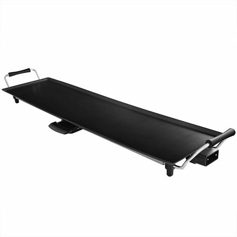 COSTWAY Placa de Parrilla Eléctrica 1800W Parrilla con Revestimiento Antiadherente Incluye 6 Espátulas y Termostato Regulable para Fiesta
