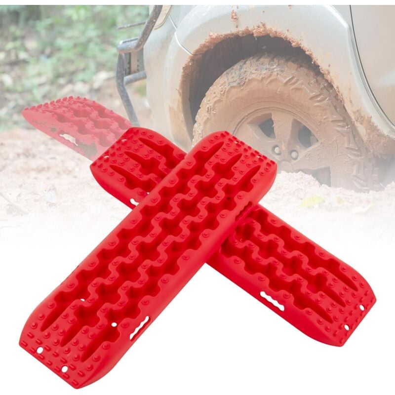 Planche de Récupération Tout-Terrain 2 Pièces, Tapis de Traction en Nylon Charge 10 t, Récupération de Véhicules dans Neige Boue et Sable, 107 x 31 x