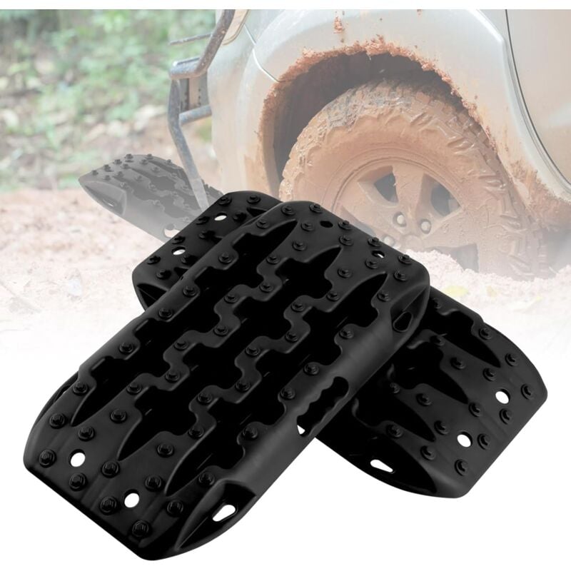 COSTWAY Planche de Récupération Tout-Terrain 2 Pièces, Tapis de Traction en Nylon Charge 10 T, Récupération de Véhicules dans Neige Boue et Sable, 58