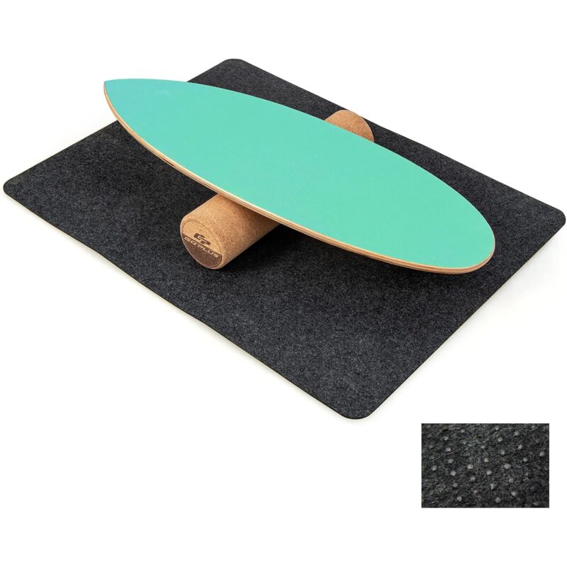 Planche d'Équilibre en Bois avec Rouleau et Tapis Antidérapant Charge 227 kg, Balance Board pour Entraînement de Skateboard Hockey Snowboard Surf