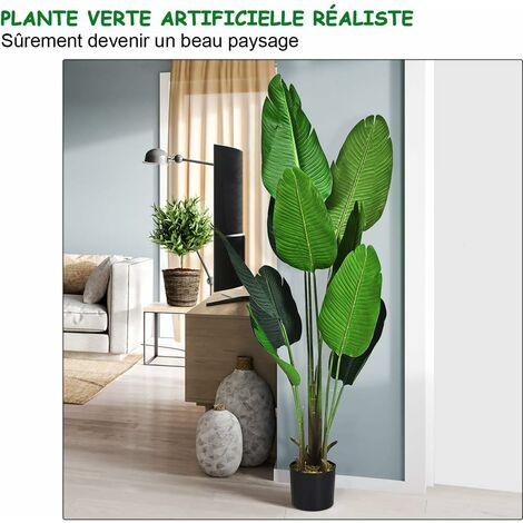 Costway – Plante verte artificielle bananier 160 cm – Aspect naturel – Pot 17 cm – Pour décoration intérieure et extérieure – Prête à l'emploi