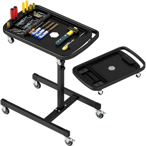 COSTWAY Plateau à Outils Roulant 2 en 1, Table de Travail Réglable en Hauteur Plateau Amovible, Chariot à Outils pour Mécanicien Charge 60 kg, pour Garage Atelier de Réparation Atelier