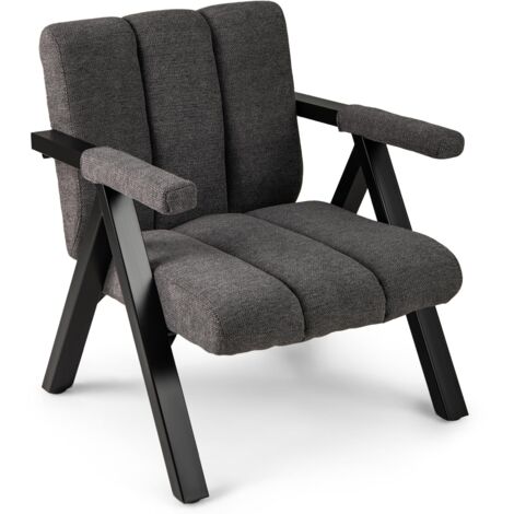 COSTWAY Poltrona da Salotto, Sedia Ergonomica con Struttura in Metallo, Braccioli e 4 Piedini Regolabili, Sofa Imbottita Relax Moderna per Soggiorno e Camera da Letto, Portata 150 kg (Grigio)
