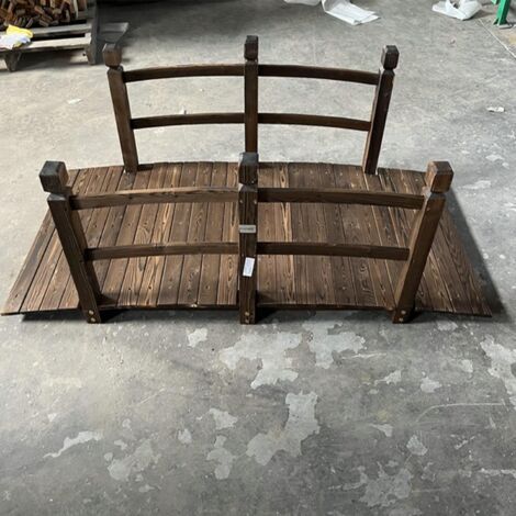 Costway – Pont de jardin en sapin carbonisé 171x76,5x58,5cm – Charge maximale 180kg – Garde-corps de sécurité pour étang et jardin