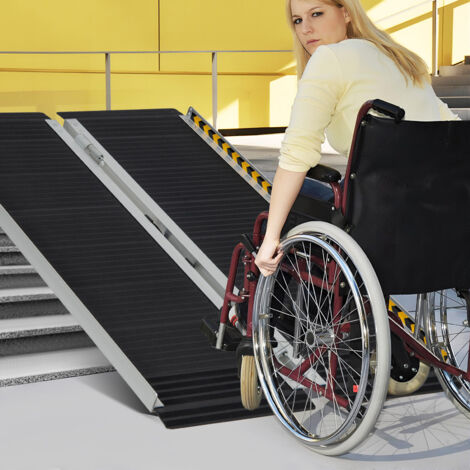 COSTWAY Portable Aluminum Wheelchair Ramp 4FT Wheelchair Ramp w/ Transition Plate