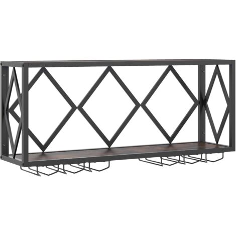 COSTWAY Portabottiglie da Parete, Scaffale per Esposizione di Vino con Striscia LED a 16 Colori, 6 File di Portabicchieri, Scaffale per Conservare 39 Bottiglie e 12 Bicchieri, 51 x 26,5 x 60 cm