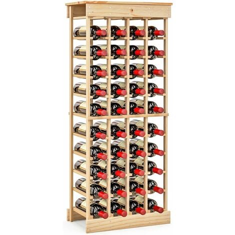 COSTWAY Portabottiglie di Vino, Scaffale per 40 Bottiglie di Vino in Legno di Pino, Cantinetta Porta Vino, 113 x 46 x 27,5 cm