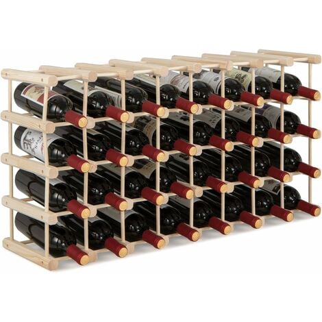 COSTWAY Portabottiglie per Vino in Legno, Scaffale per Vino 36 Bottiglie con Struttura Stabile in Legno Massello, Scaffale Espositivo per Vino a 5 Livelli, 44,5x24x86 cm