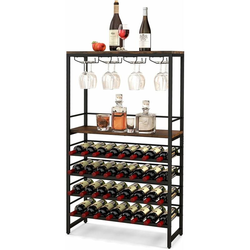 Image of Costway - Portabottiglie per Vino Industriale da Pavimento con 4 Livelli, Cremagliera per Vino Indipendente, Scaffale per Bottiglie di Vino per