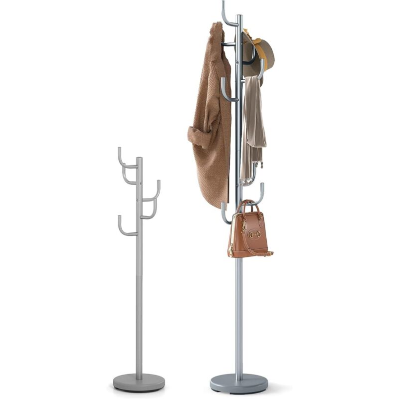 COSTWAY Porte Manteau sur Pied 175 CM, Porte Manteau Perroquet en Métal, 8 Crochets, Base Lestée, 2 Hauteurs, Crochet Incurvées, Style Cactus, pour COSTWAY Porte Manteau sur Pied 175 CM, Porte Manteau Perroquet en Métal, 8 Crochets, Base Lestée, 2 Hauteurs, Crochet Incurvées, Style Cactus, pour