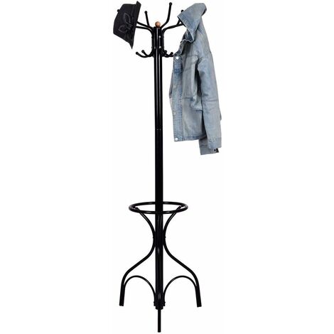 COSTWAY Porte-Manteau sur Pied en Métal avec 10 Crochets pour Ranger Vestes Manteaux Chapeaux 54 x 54 x 190 cm Noir