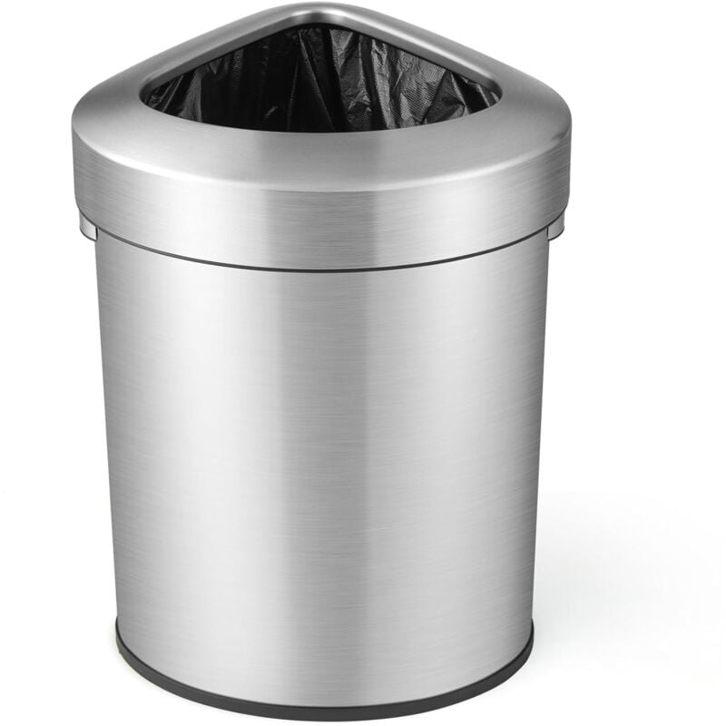 Poubelle Cuisine 60 Litres en Acier Inox, Poubelle Cuisine d'Angle, Anti-Empreintes, Seau Amovible, Design Ouvert Compact, Cerclage - Costway