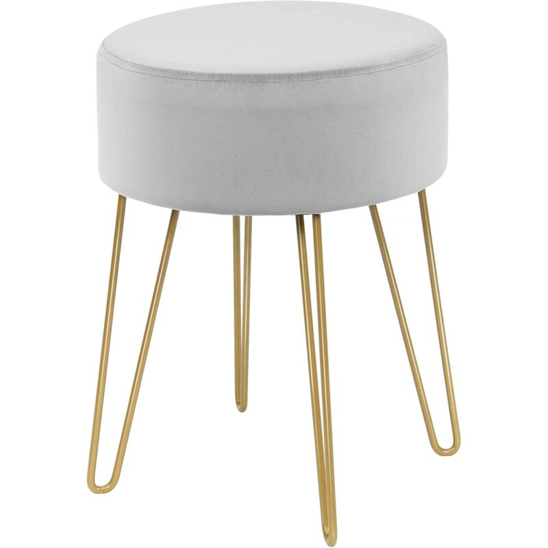 Costway – Pouf tabouret repose-pieds en velours gris – Siège de coiffeuse rembourré – Pieds métalliques robustes – Dimensions 40x40cm Costway – Pouf tabouret repose-pieds en velours gris – Siège de coiffeuse rembourré – Pieds métalliques robustes – Dimensions 40x40cm