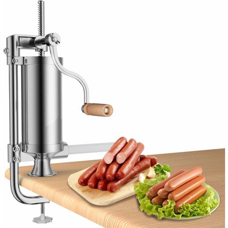 Costway – Poussoir à saucisse 3L – 4 tubes de remplissage (Ø 15/19/22/25 mm) – Acier inoxydable – Antidérapant avec serre-joints - 4xTubes