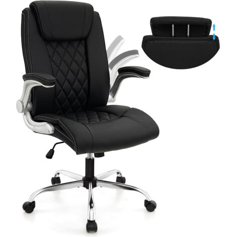 COSTWAY PU Leather Office Chair Height Adjustable Executive Chair-Black