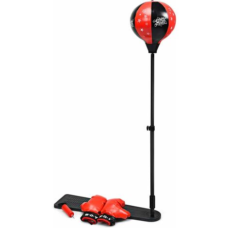 COSTWAY Punching Ball Altura Ajustable de 85-130cm Saco de Boxeo de Pie con Guantes de Boxeo y Bomba Manual