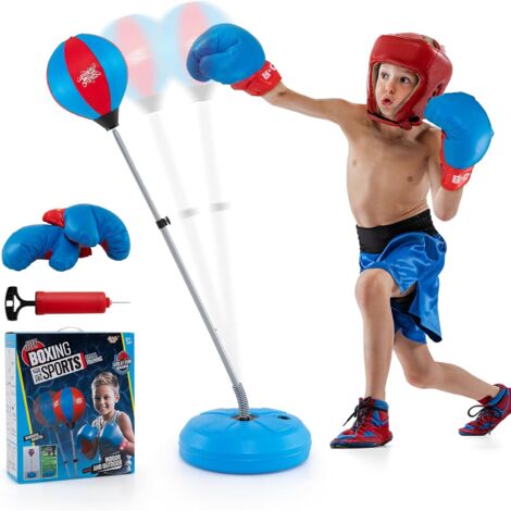COSTWAY Punchingball sur Pied avec Hauteur Adjustable 120-154CM, Pompe de Gonflage, Sac de Frappe pour Enfants 8 Ans+ et Adultes, pour Forme Physique et Relâcher la Pression (Bleu)