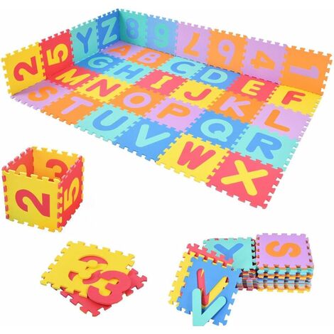 Costway Puzzle Tapis Mousse Bébé Alphabet Chiffres Tapis De Jeu Educatif Enfant Bas Age