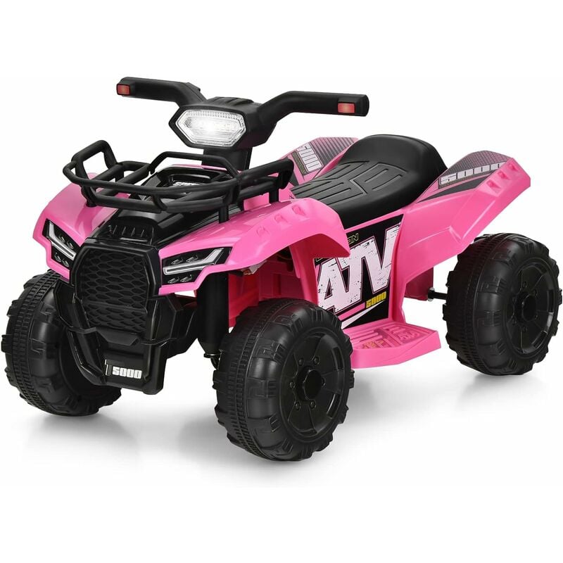 Costway - Quad Elettrico per Bambini, Auto Elettrica Cavalcabile con luce led Musica e Box Anteriore, Mini Quad Regalo per Bambini 18-36 Mesi (Rosa)