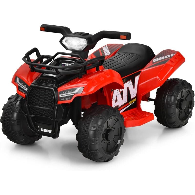 Quad Électrique Enfants avec 4 Roues Antidérapantes, Voiture Électrique Enfants avec Musique, Klaxon, Lumière led, Guidon Lisse, Boîte de Rangement,