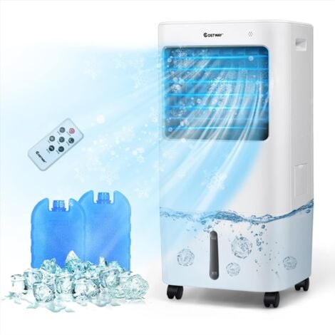 COSTWAY Raffreddatore d’aria 3 in 1, Condizionatore Climatizzatore Portatile con Umidificatore, 3 Modalità, 4 Velocità e e Telecomando, Timer 0-7,5 H, Serbatoio Acqua 20L