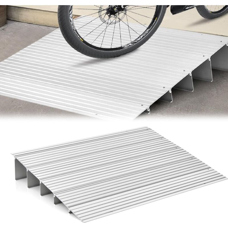 Rampe de Seuil de Porte avec Hauteur Réglable, Rampes de Trottoir en Aluminium Surface Antidérapante Charge 317KG, pour Fauteuils Roulants,