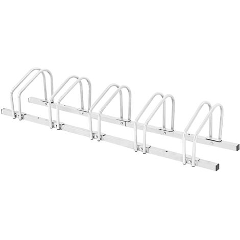 COSTWAY Rastrelliera per Biciclette, Portabiciclette Parcheggio Organizzatore per 4/5/6 Bici, Parcheggio per Biciclette, Telaio d'Acciaio (Argento, 5 Bici)