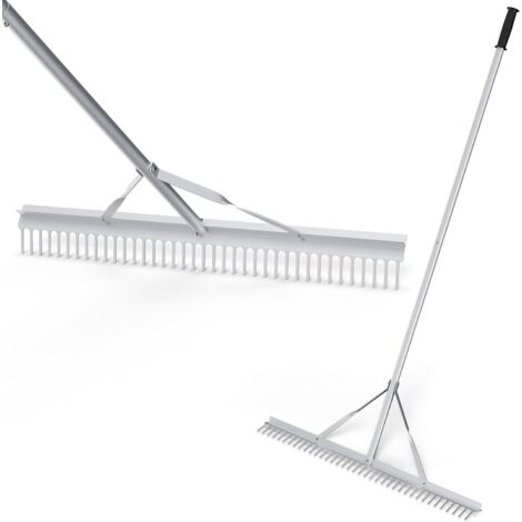 Costway – Râteau de jardin aluminium 91 cm – Tête large 36 dents – Manche 174 cm avec poignée antidérapante – Pour nettoyage lacs et plages