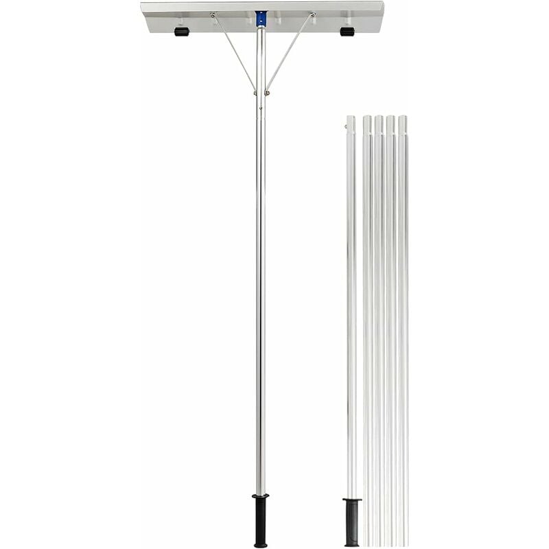 Costway - Râteau de Toit à Neige Extensible 160-610CM, Déneigement de Toit en Aluminium avec Lame 66 cm 5 Sections Poignée Antidérapante et 2