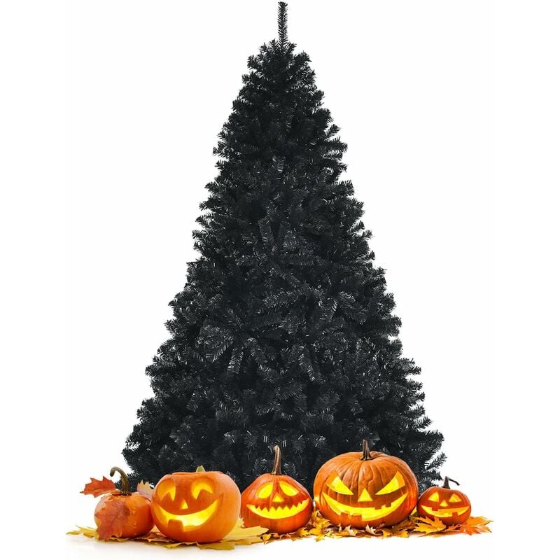 

COSTWAY Árbol de Navidad Artificial 180 cm con 1477/Ramas, Base Plegable de Metal, Árbol Decorativo de Bisagra (Negro)