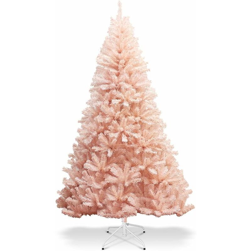 

Árbol de Navidad Artificial de 210 cm Rosa Árbol de Navidad con Soporte de Metal y Puntas de PVC Navidad Decoración - Costway