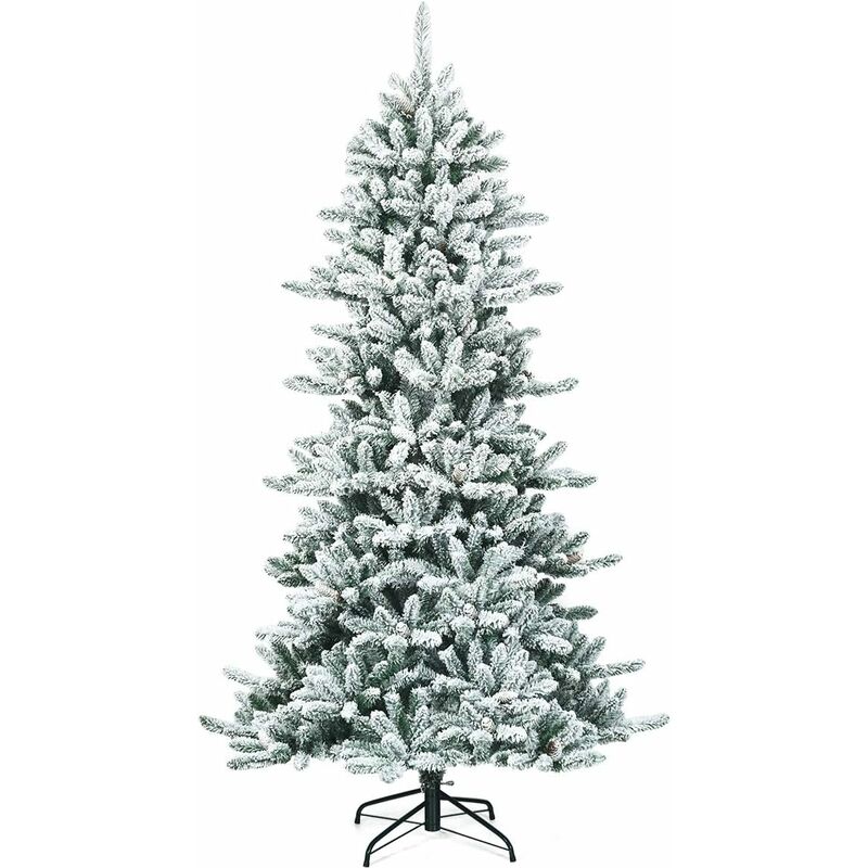 

Árbol de Navidad Artificial nevado 210 cm con piñas Blancas, Árbol de Navidad con Bisagras, 1108 Puntas, 100% Nuevo PVC - Costway