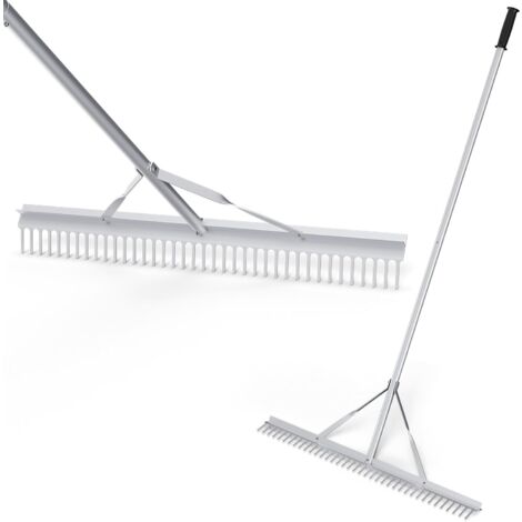 COSTWAY Rechen, Gartenrechen aus Aluminium mit 91 cm breitem Rechenkopf, 36 Zinken & 174 cm langem Griff, Laubrechen, Laubbesen, Rasenrechen zum Lockern des Bodens, Landschaftspflege, Gartenpflege