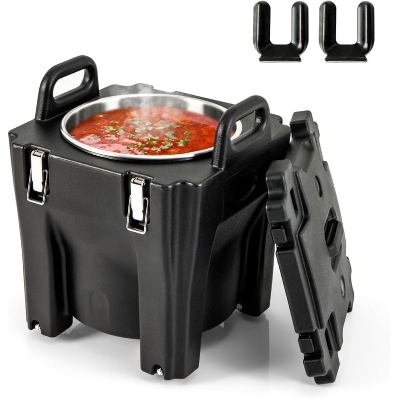 Costway - Récipient à Soupe isolé Chauffe-plats Empilable de 30 l, Conteneur Isotherme Portable en Acier Inoxydable avec 2 Poignées Roues à Frein,
