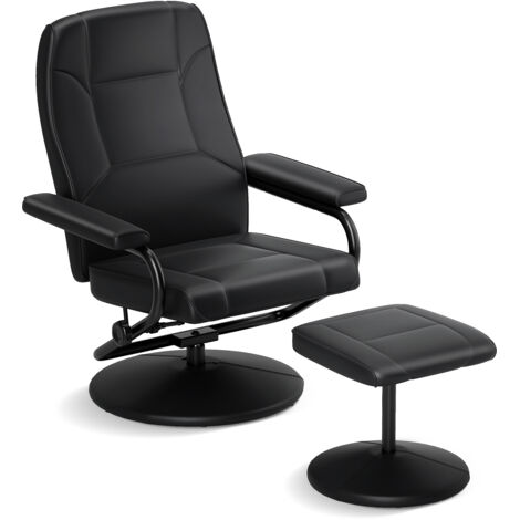 COSTWAY Reclining Chair 360°Swivel Recliner with Adjustable Backrest-Black
