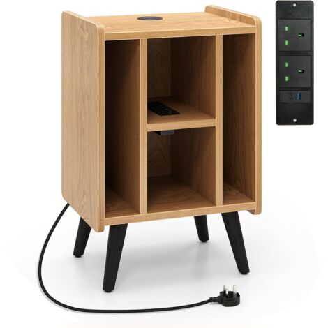COSTWAY Record Player Stand Vinyl Record Storage Turntable Stand-Natural