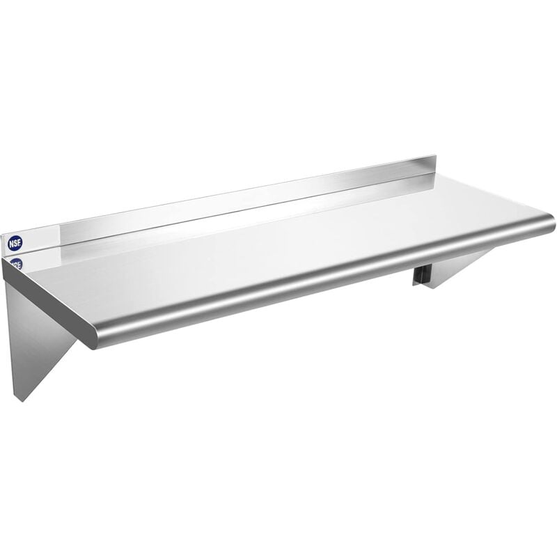 

COSTWAY Repisa 31 x 91 cm de Pared en Acero Inoxidable con Cerrojo Trasero y 2 Soportes para Cocina Restaurante Cafetería