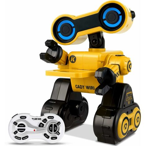 COSTWAY Roboter Spielzeug Elektronisch, Smart Roboter Ferngesteuert, Lernspielzeug fuer Jungen und Maedchen, Musik, Tanzen, Sprachaufnahme Gelb