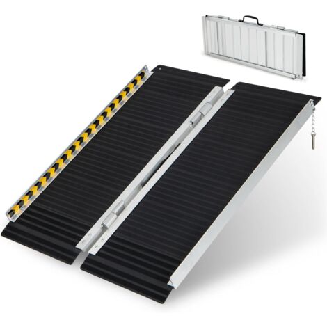 COSTWAY Rollstuhlrampe 122 cm, Klapprampe Tragbar & Anti-Rutsch bis zu 272KG belastbar, Auffahrrampe Aluminium, Schwellenrampe für Rollstuhl Treppen Türen (122 x 74 cm)